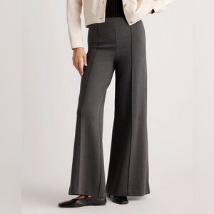 Quince Ultra Stretch Ponte Super Wide Leg Pants Petite Medium NWOT Charcoal Grey